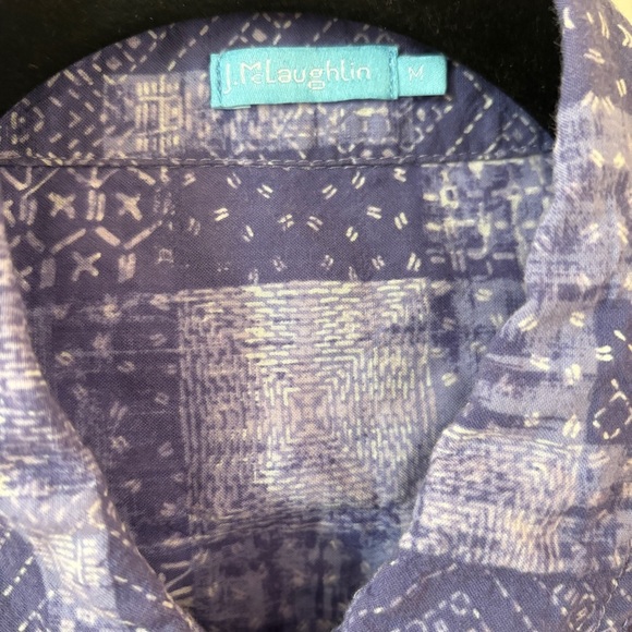 J. McLaughlin Lois Crinkle Shirt Size Medium Purple Patchwork‎ Quilted Button Up - Picture 7 of 13